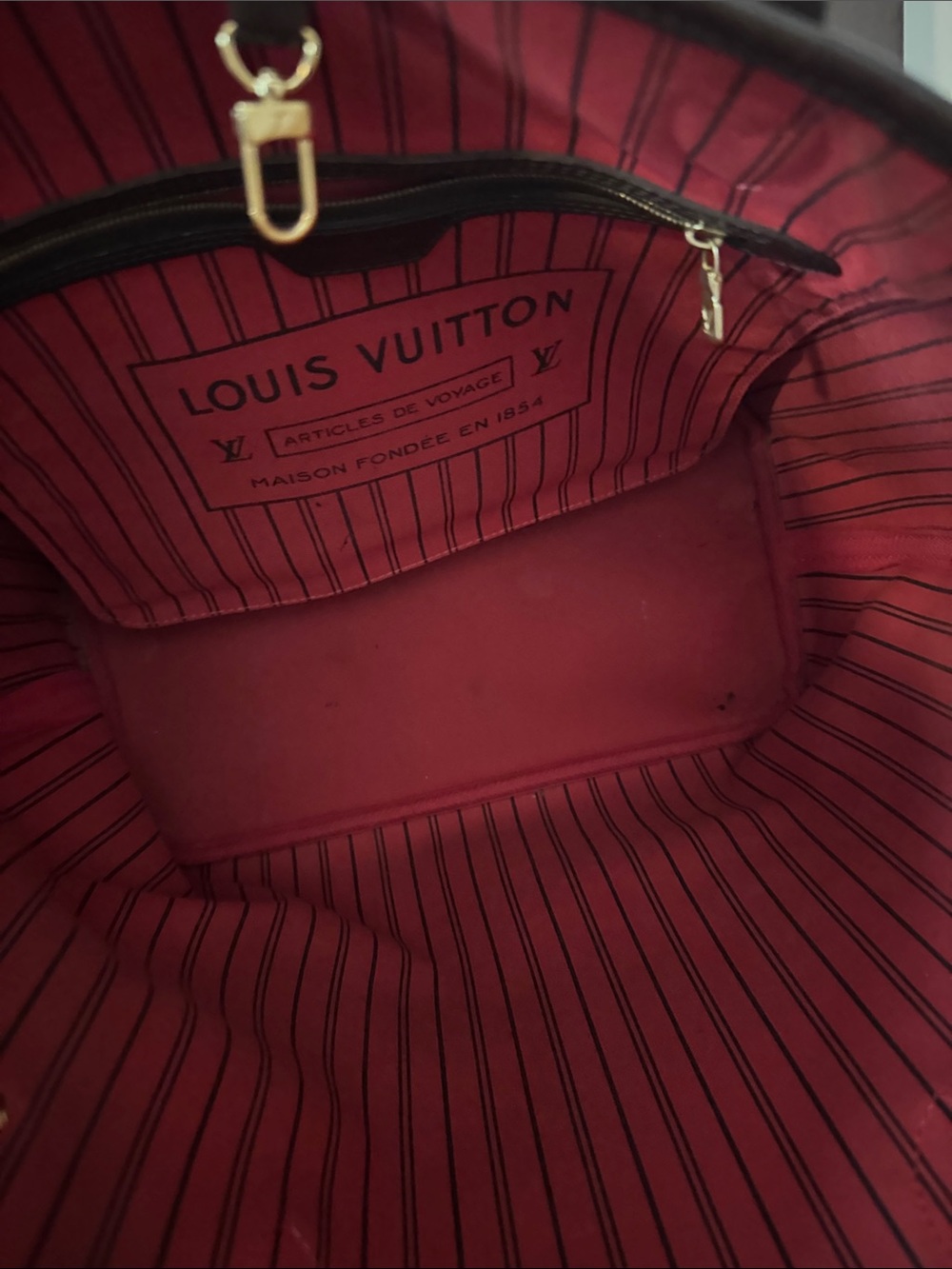 Louis Vuitton Damier Ebene Brown Tote with Pouch - Picture 7 of 10